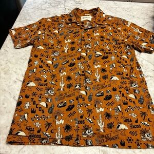 Pyknic brown Graphic Print Shirt Raise Hell Eat Tacos Button-Up